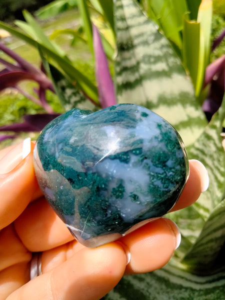 Moss Agate Crystal Heart