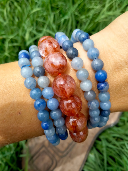 Trollite (blue) & Fire Quartz (red) Bracelet