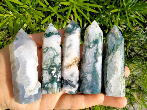 Moss Agate Crystal Point