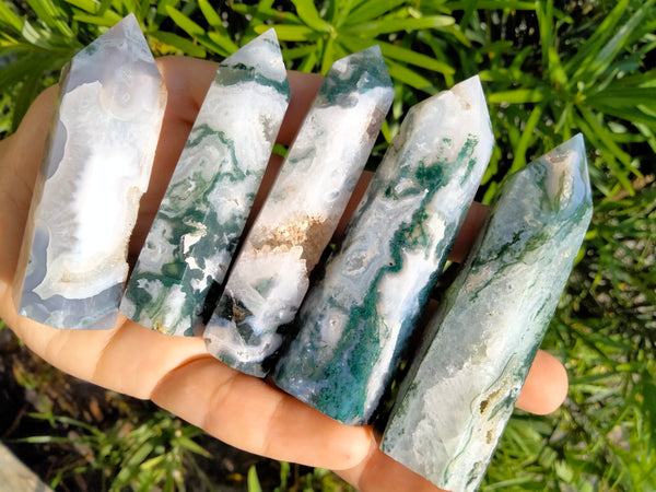 Moss Agate Crystal Point