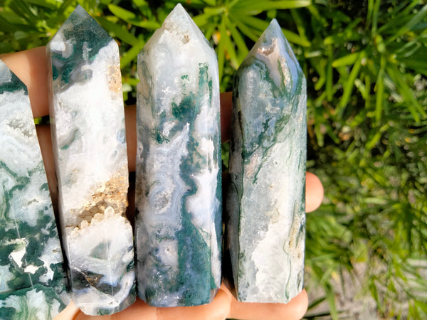 Moss Agate Crystal Point