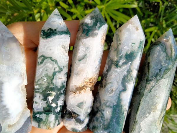 Moss Agate Crystal Point