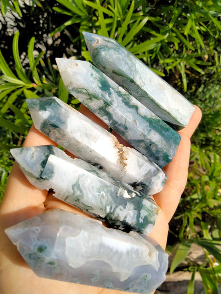 Moss Agate Crystal Point