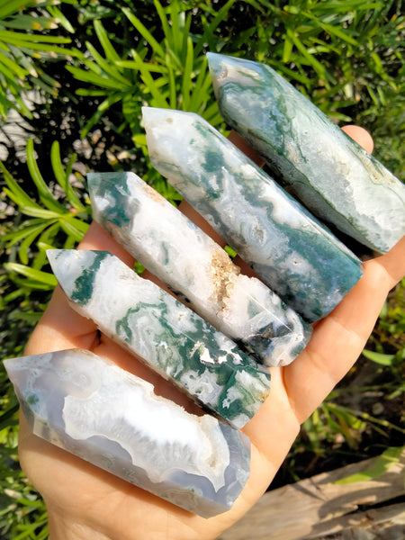 Moss Agate Crystal Point