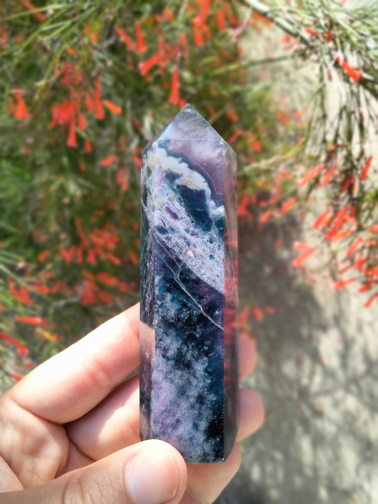 Silk Fluorite Point