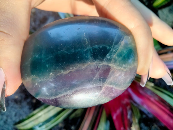 Blue purple rainbow fluorite Palmstone