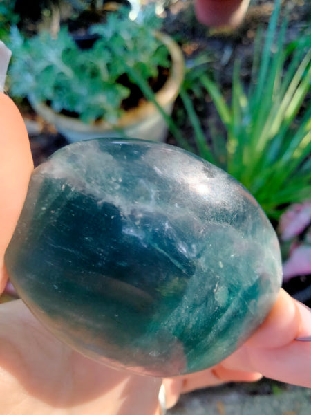 Blue rainbow fluorite Palm stones