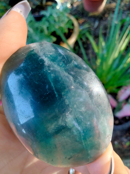 Blue rainbow fluorite Palm stones