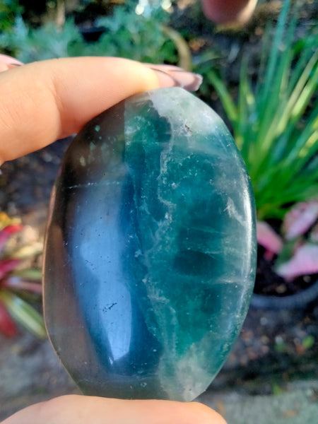 Blue rainbow fluorite Palm stones