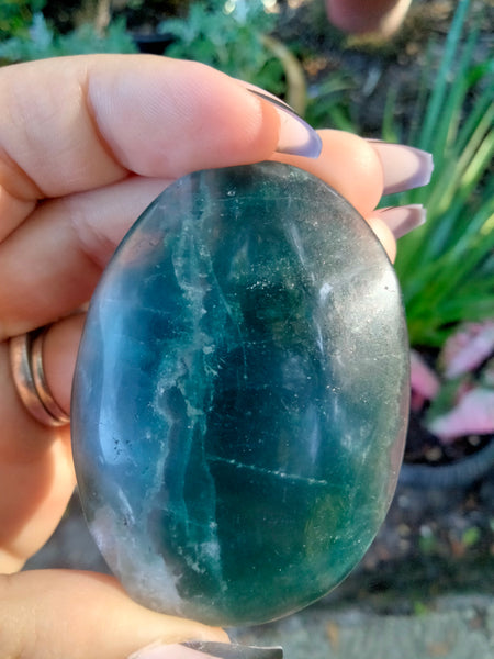 Blue rainbow fluorite Palm stones