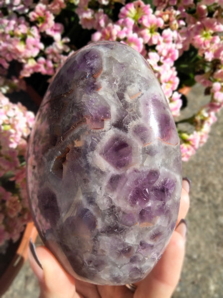 Amethyst Freeform with caves and Smokey Quartz druzy