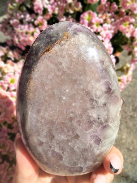 Amethyst Freeform with caves and Smokey Quartz druzy