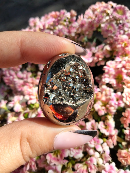 Pyrite Cave Druzy Egg