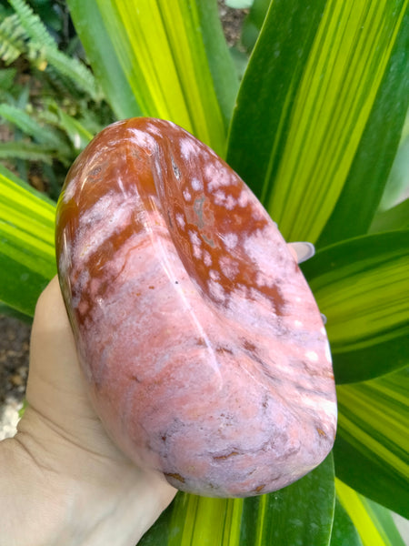 Ocean Jasper Crystal Bowl pink and red