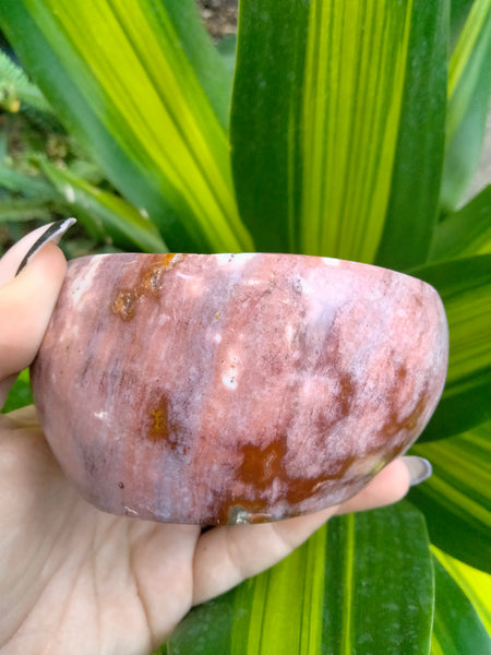 Ocean Jasper Crystal Bowl pink and red