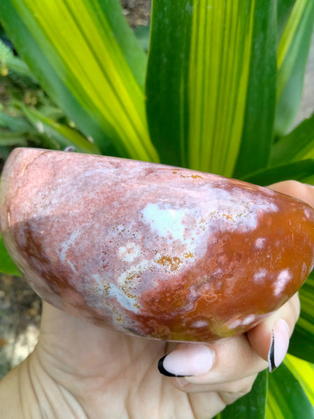 Ocean Jasper Crystal Bowl pink and red