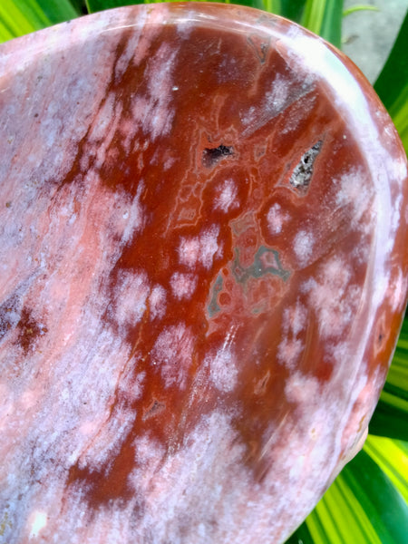 Ocean Jasper Crystal Bowl pink and red