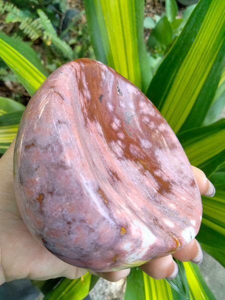 Ocean Jasper Crystal Bowl pink and red