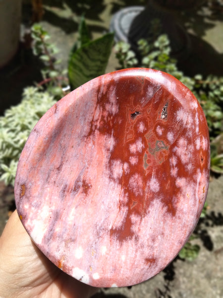 Ocean Jasper Crystal Bowl pink and red