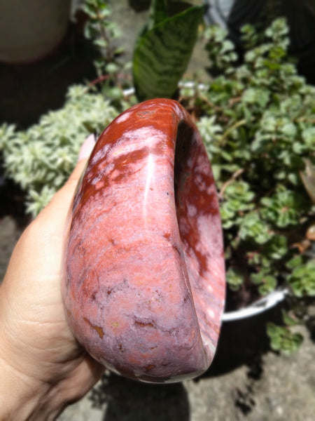 Ocean Jasper Crystal Bowl pink and red