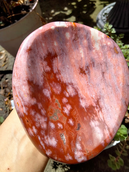 Ocean Jasper Crystal Bowl pink and red