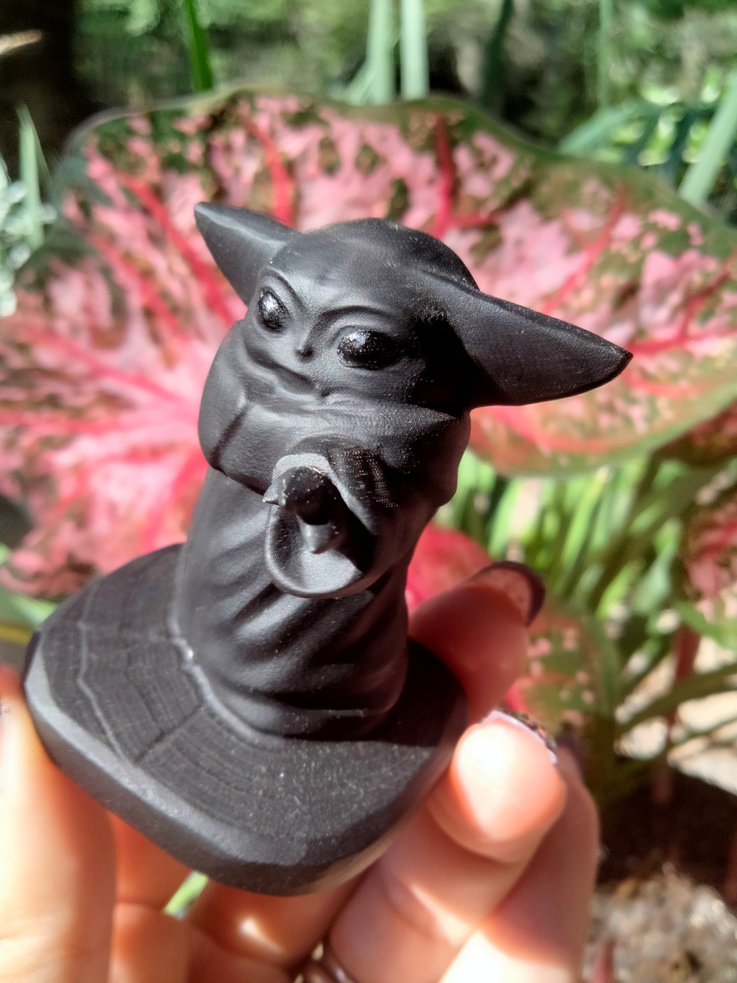 Black Obsidian crystal Yoda Carving