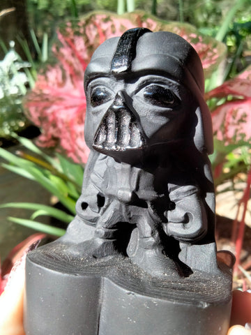 Black Obsidian Darth Vader Crystal Carving Tall Double Platform