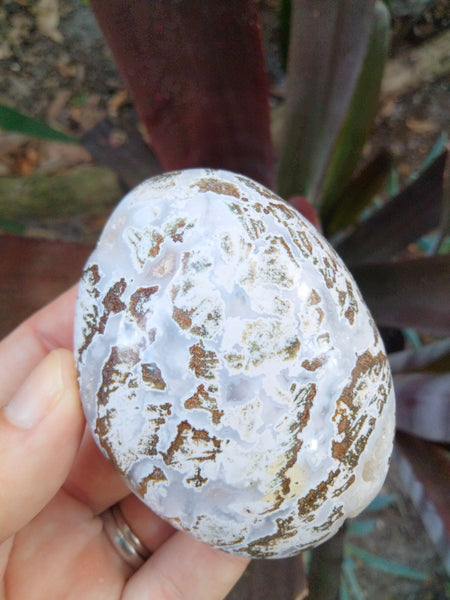 Ocean Jasper Crystal Palmstone white Caps with Druzy