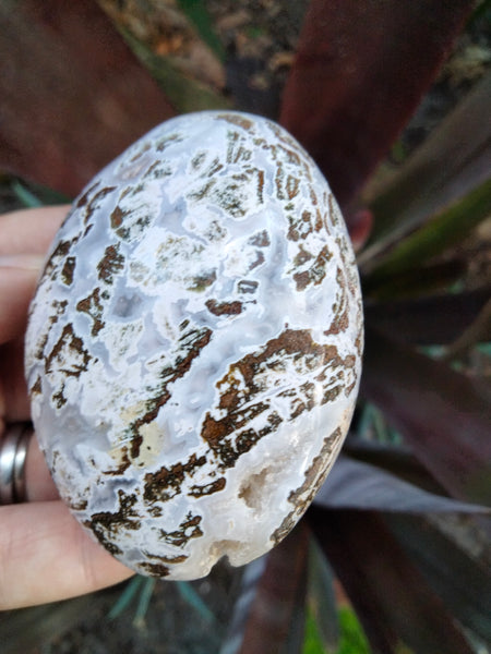 Ocean Jasper Crystal Palmstone white Caps with Druzy