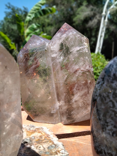 Huge Garden QUARTZ Double Tower unbelievably clear with rainbows and phantoms Vortex