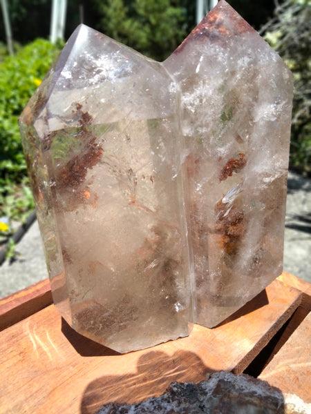 Huge Garden QUARTZ Double Tower unbelievably clear with rainbows and phantoms Vortex