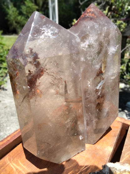 6 lbs Huge Garden QUARTZ Double Tower unbelievably clear with rainbows and phantoms Vortex