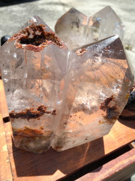 Huge Garden QUARTZ Double Tower unbelievably clear with rainbows and phantoms Vortex