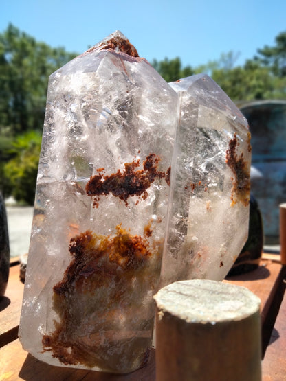 6 lbs Huge Garden QUARTZ Double Tower unbelievably clear with rainbows and phantoms Vortex