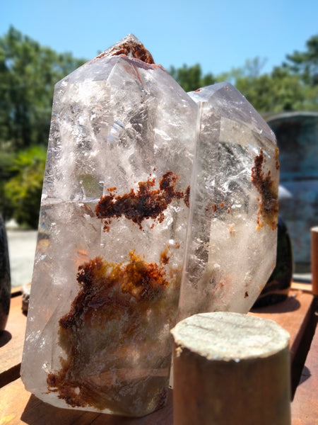 Huge Garden QUARTZ Double Tower unbelievably clear with rainbows and phantoms Vortex