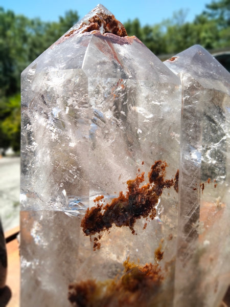 Huge Garden QUARTZ Double Tower unbelievably clear with rainbows and phantoms Vortex