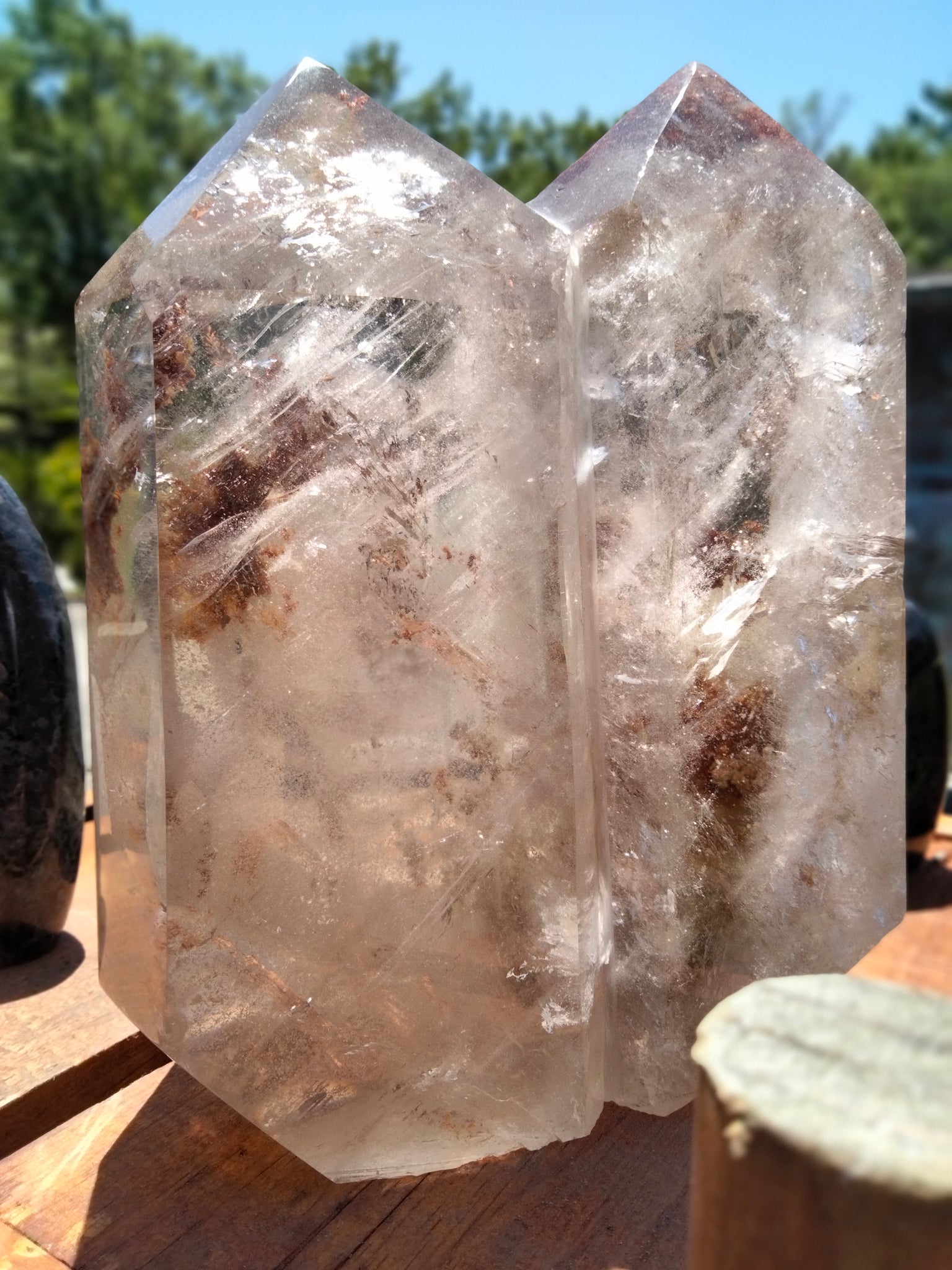 Huge Garden QUARTZ Double Tower unbelievably clear with rainbows and phantoms Vortex