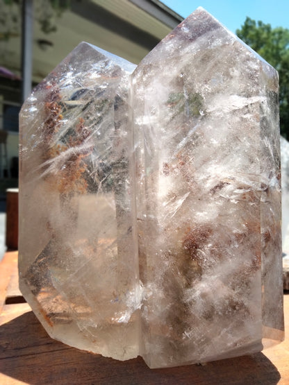 6 lbs Huge Garden QUARTZ Double Tower unbelievably clear with rainbows and phantoms Vortex