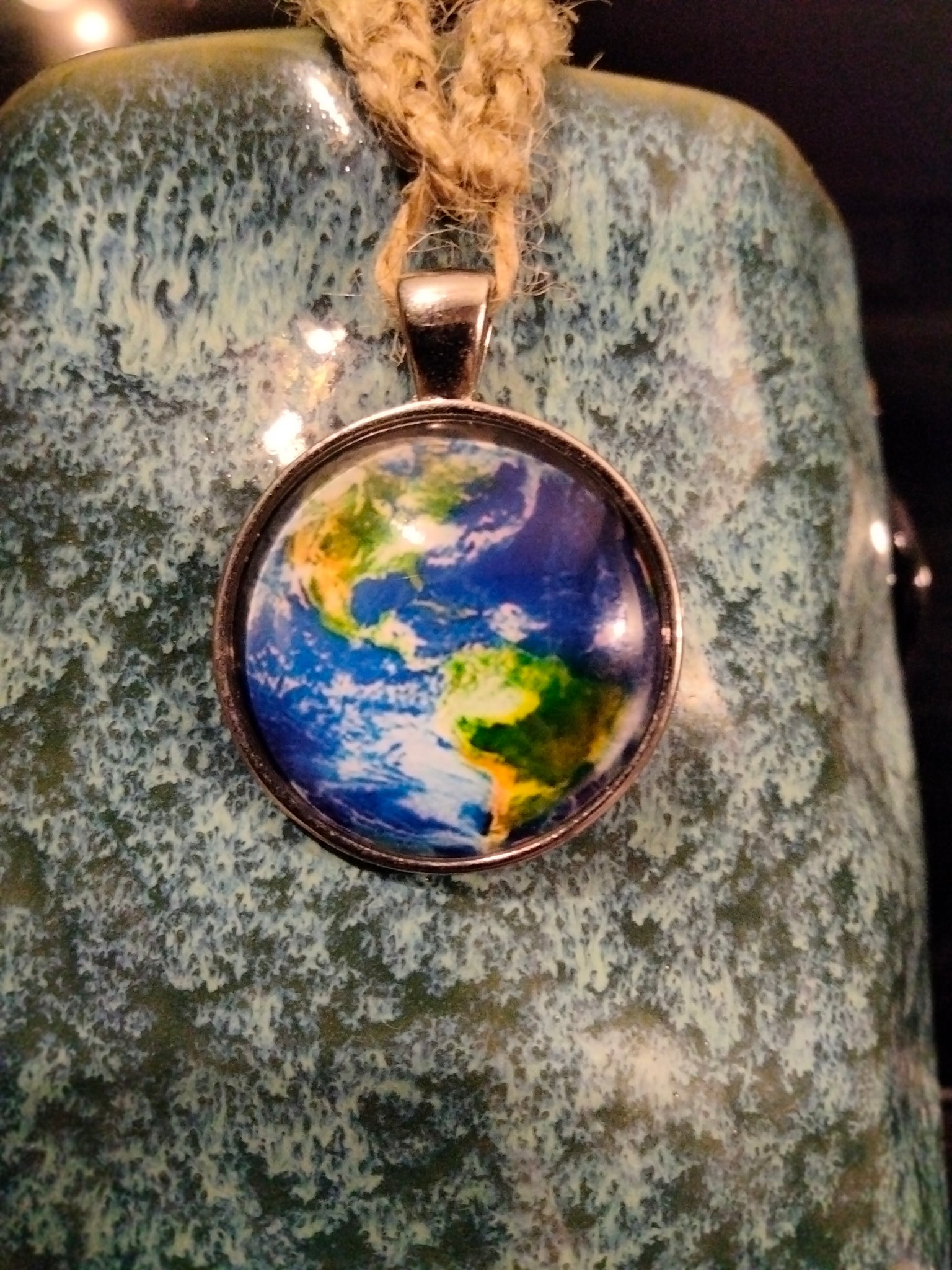 Hippie Hemp Necklace with Earth pendant by Peacemade