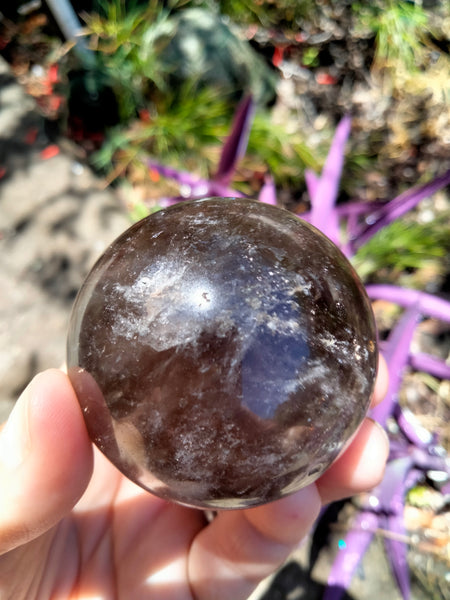 Smokey Quartz Crystal Sphere with plethora of rainbows