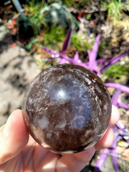 Smokey Quartz Crystal Sphere with plethora of rainbows