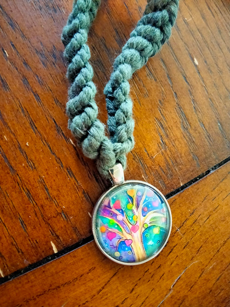 Hippie Green Hemp Necklace Love Tree  @Peacemade