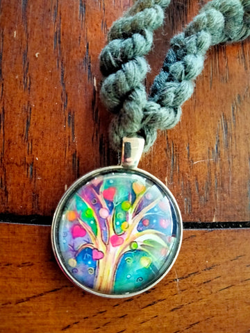 Hippie Green Hemp Necklace Love Tree  @Peacemade