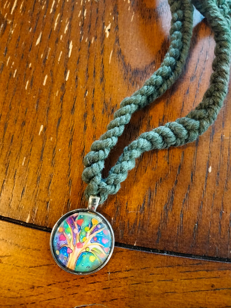 Hippie Green Hemp Necklace Love Tree  @Peacemade