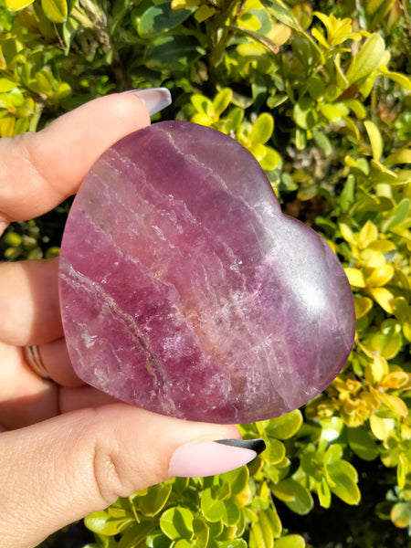 Purple & Yttrium Fluorite Crystal Heart