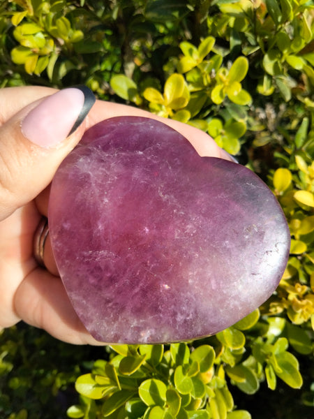 Purple & Yttrium Fluorite Crystal Heart