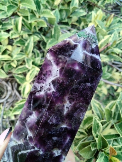 Amethyst Tower Chevron Druzy Dark Blotches