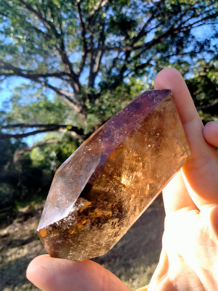 Citrine & Smokey Quartz phantoms, rainbows, freeform