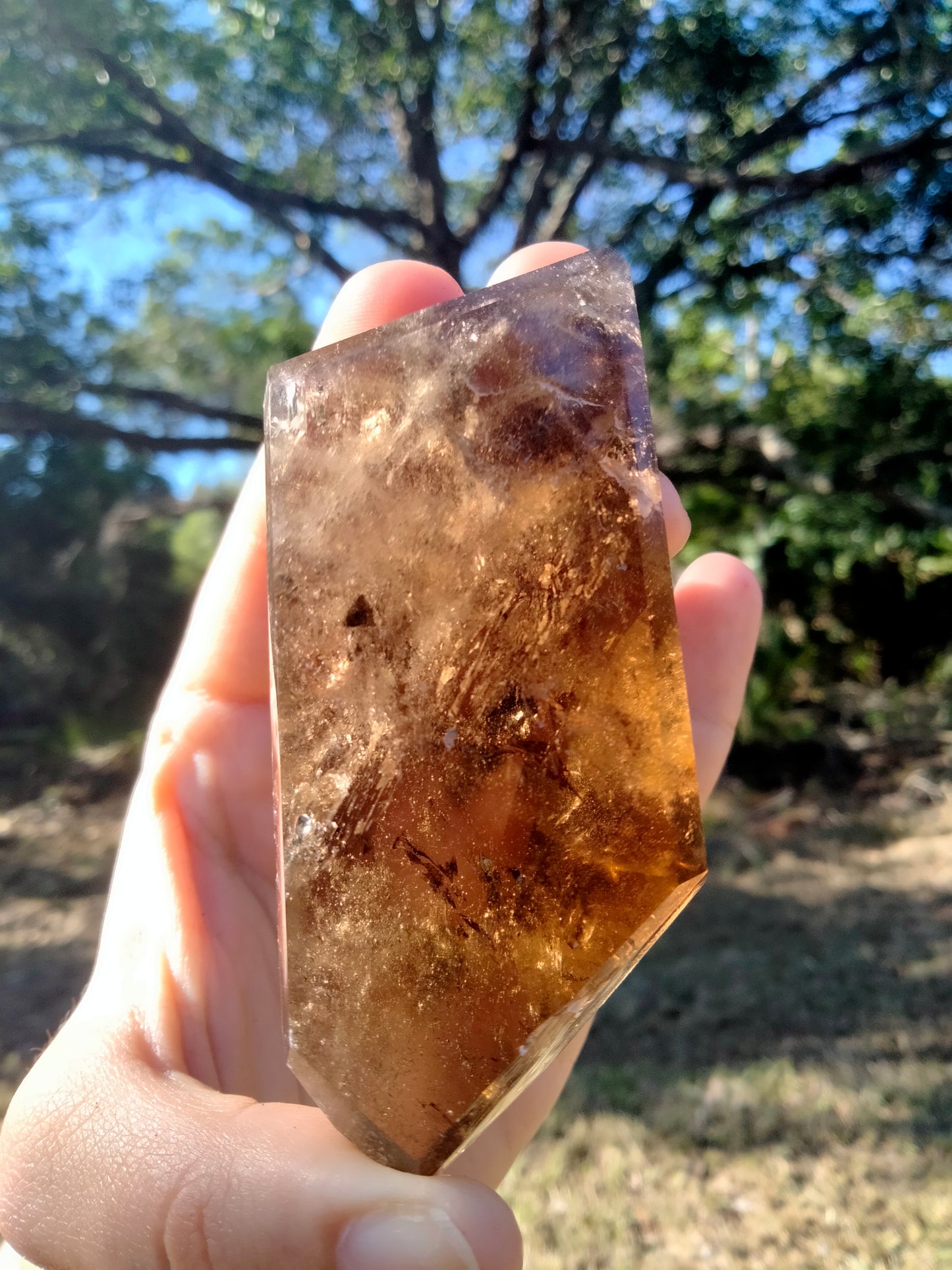 Citrine & Smokey Quartz phantoms, rainbows, freeform