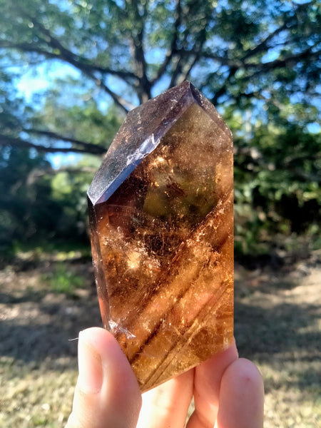 Citrine & Smokey Quartz phantoms, rainbows, freeform